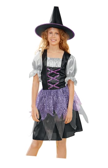 Medium Black &#x26; Purple Witch Girl&#x27;s Costume